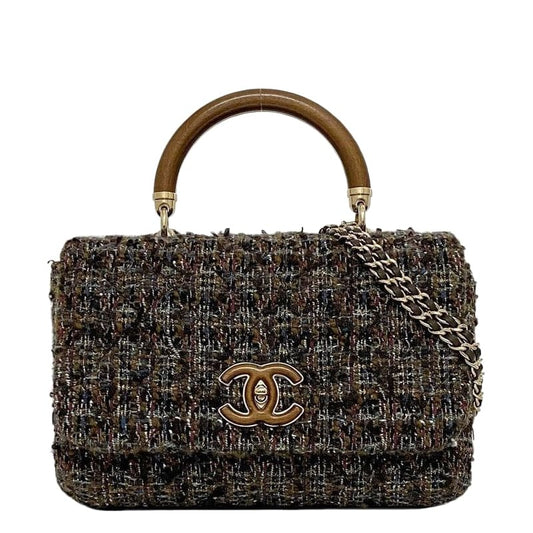 Chanel 2-Way Chain Shoulder Bag Brown