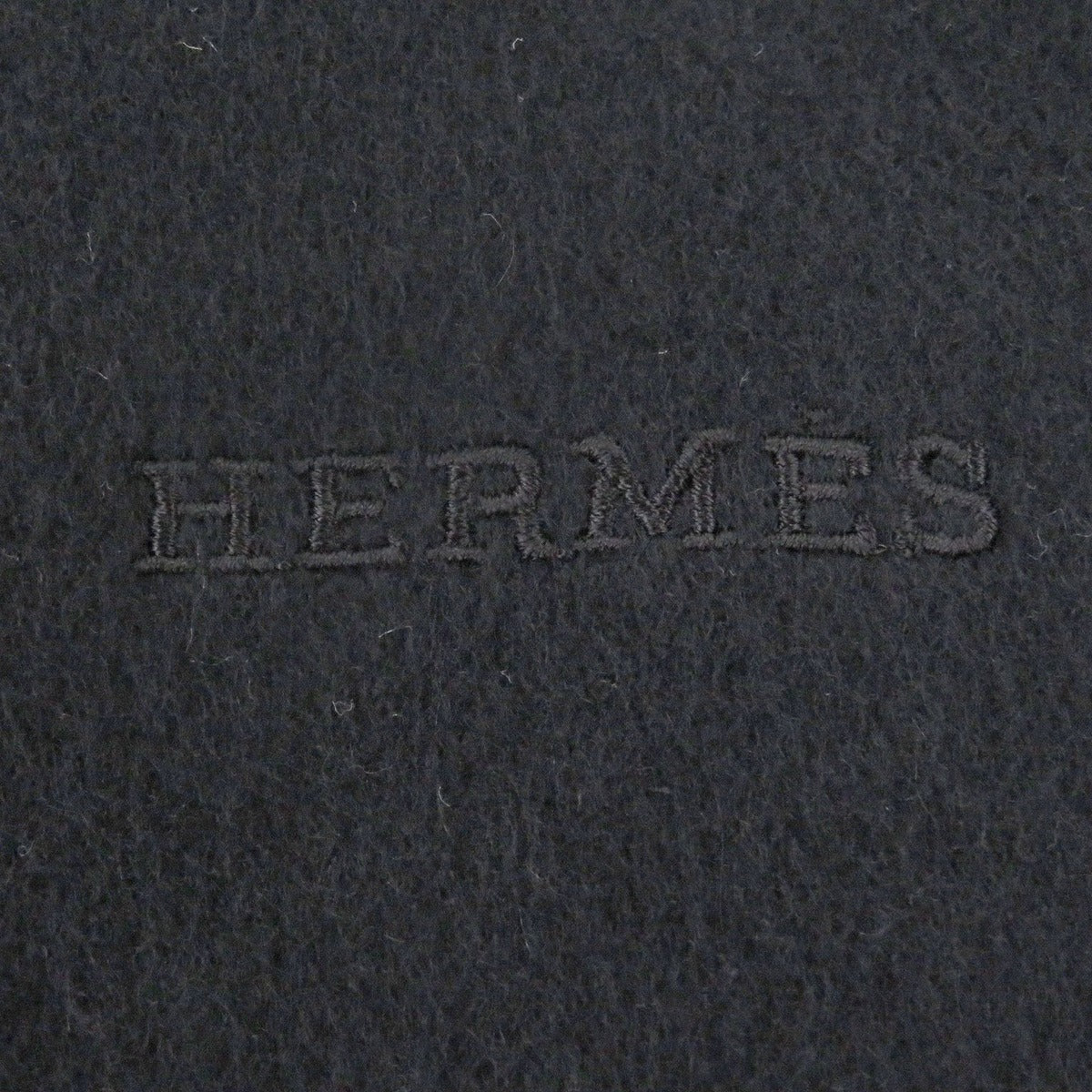Hermes Cashmere Logo Embroidery Embroidered Fringe Large Scarf Shawl — view 6