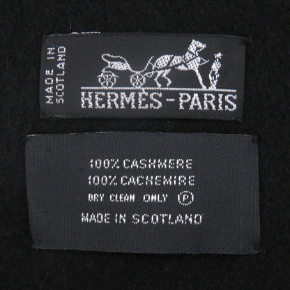 Hermes Cashmere Logo Embroidery Embroidered Fringe Large Scarf Shawl — view 7