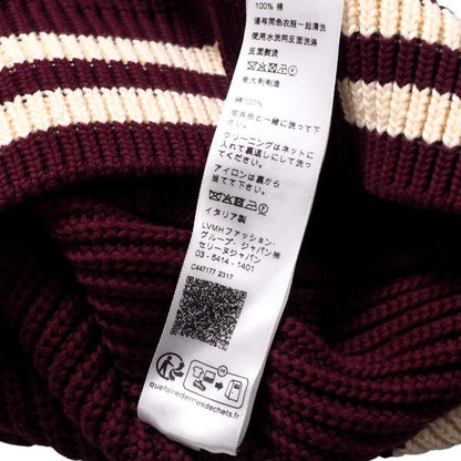 Celine Cardigan Size S (165 84A) Knit College Cardigan Logo Patch Cotton Wine