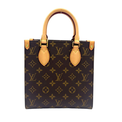 Louis Vuitton Sac Plat BB 2-Way Shoulder Leather Brown Light Handbag Gold