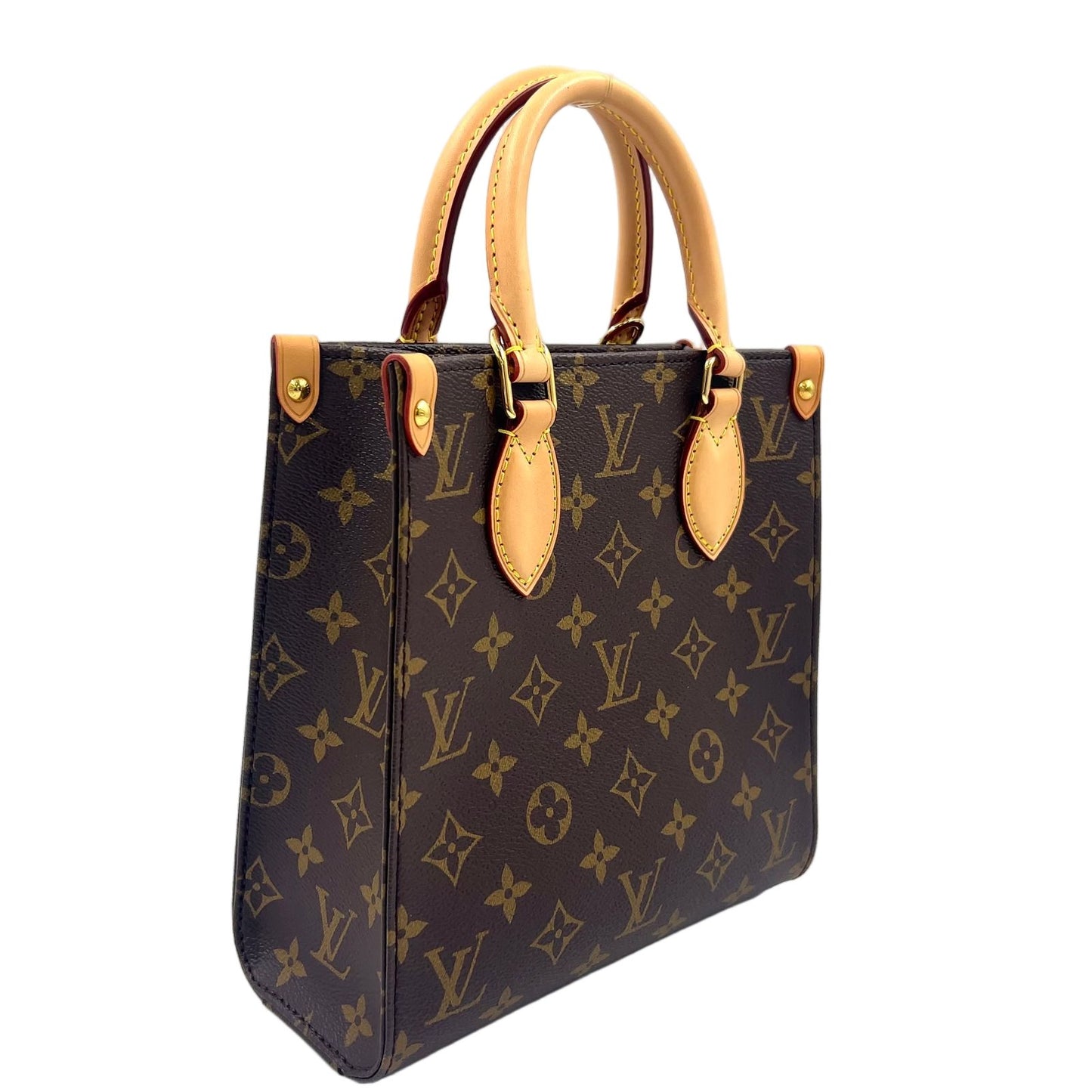 Louis Vuitton Sac Plat BB 2-Way Shoulder Leather Brown Light Handbag Gold — view 2