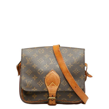 Louis Vuitton Monogram Cartouchere MM Crossbody Shoulder Bag M51253 Brown PVC