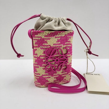 Loewe Square Pocket Shoulder Bag Anagram Irakaya Calf Natural Pink