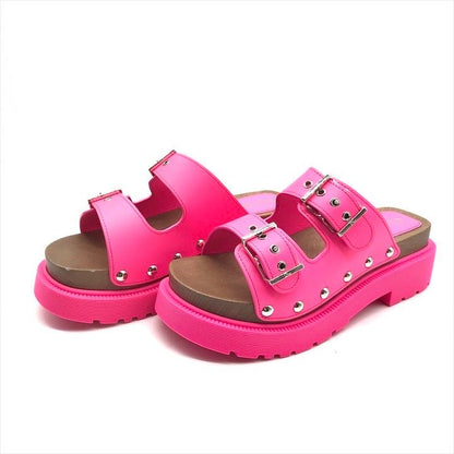 Dior Leather Wood Studded Sandals Shoes 37 Pink