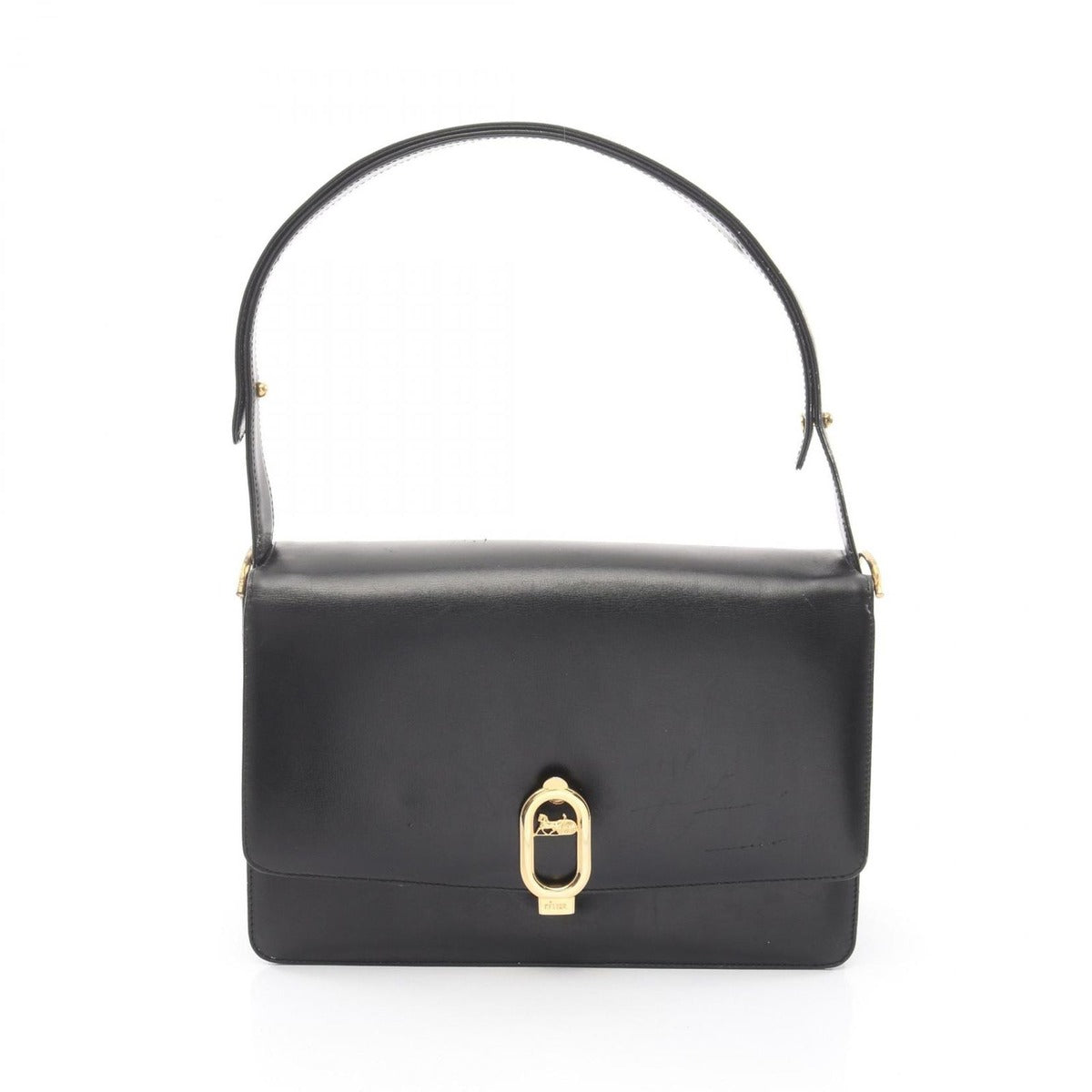 Celine Shoulder Bag Black Leather Carriage