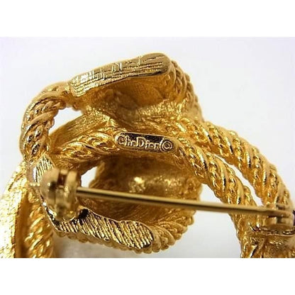 Christian Dior Brooch Gold Metal Rhinestone Super — view 4