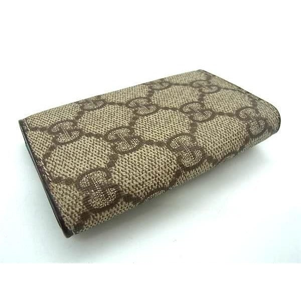 Gucci Key Case GG Supreme Beige Blue Leather Silver Holder — view 2