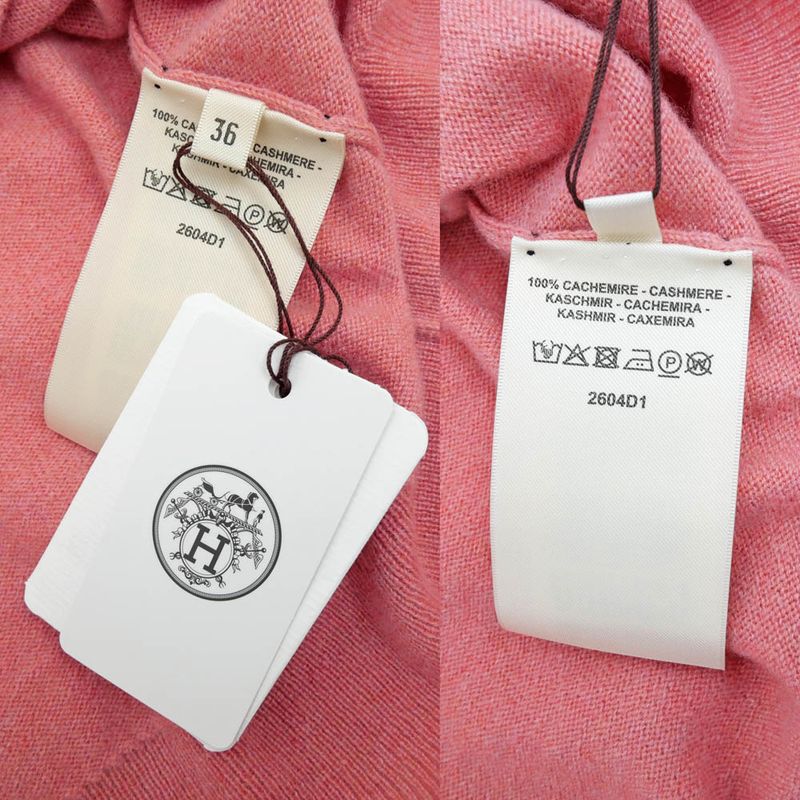 Hermes Long Sleeve Knit H Lift Pink 36 Size Cashmere Long Sleeve
