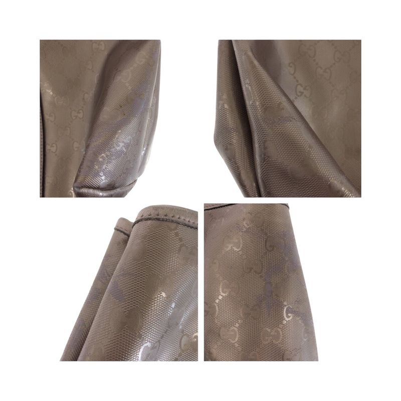 Gucci Imprime Metallic Brown Silver Hardware PVC 223668 Tote Handbag Women