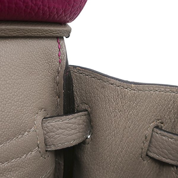 Hermes Handbag Birkin 25 Togo Rose Purple and Tourtière Gray Gold Hardware [po