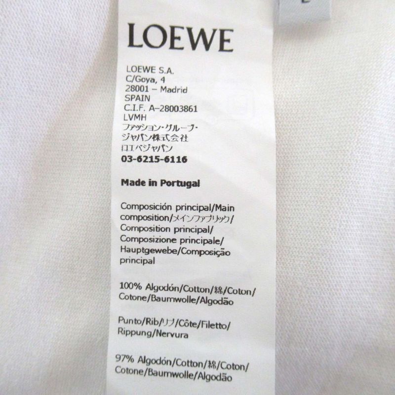 Loewe Anagram Embroidery Short Sleeve Short Sleeve T-Shirt Size L White Ladies