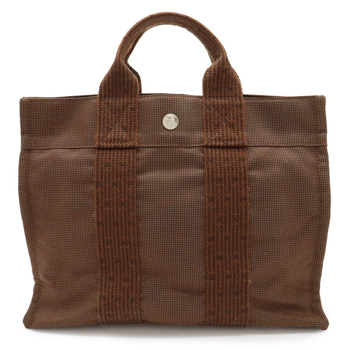 Hermes Her Line Tote PM Mini Canvas Brown Silver