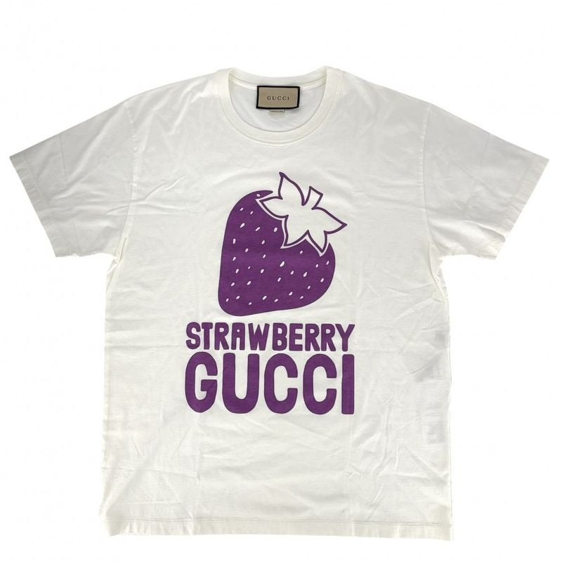 Gucci Short Sleeve T-Shirt Strawberry Logo Print Crew Neck Top
