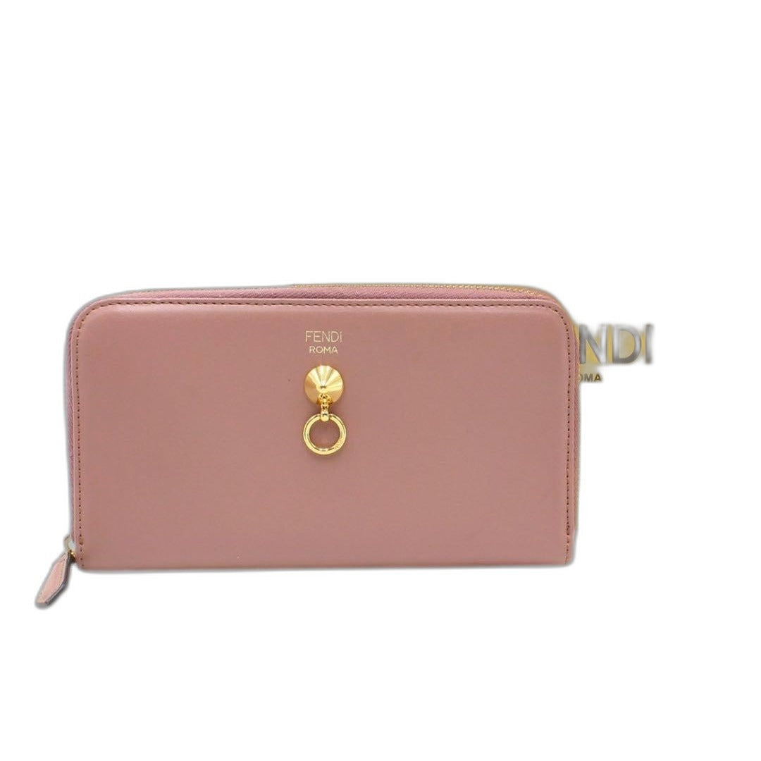 Fendi New Visible Leather Zip Around Wallet