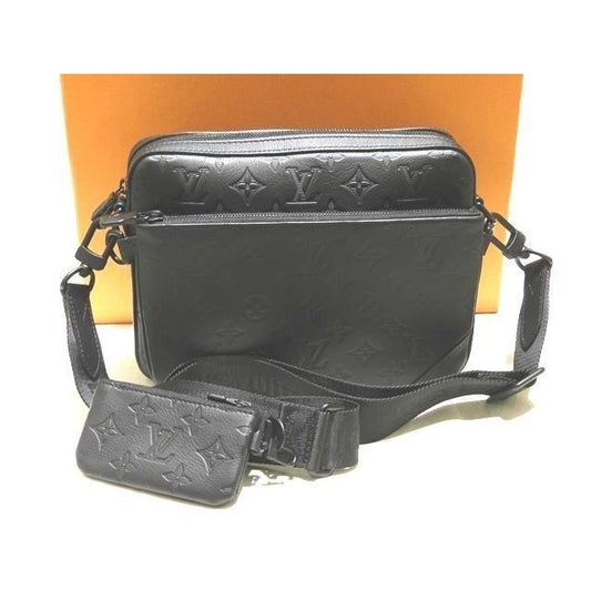 Louis Vuitton Trio Messenger Shoulder Bag Monogram Shadow Leather Noir