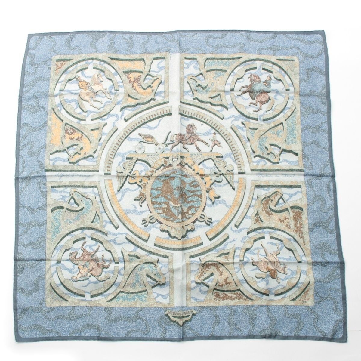 Hermes Carre 90 Silk Peintre du Cheval Horse Drawing Scarf
