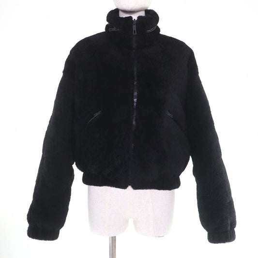 Hermes Reversible Lamb Leather Mouton Cropped Length Down Jacket Black 38