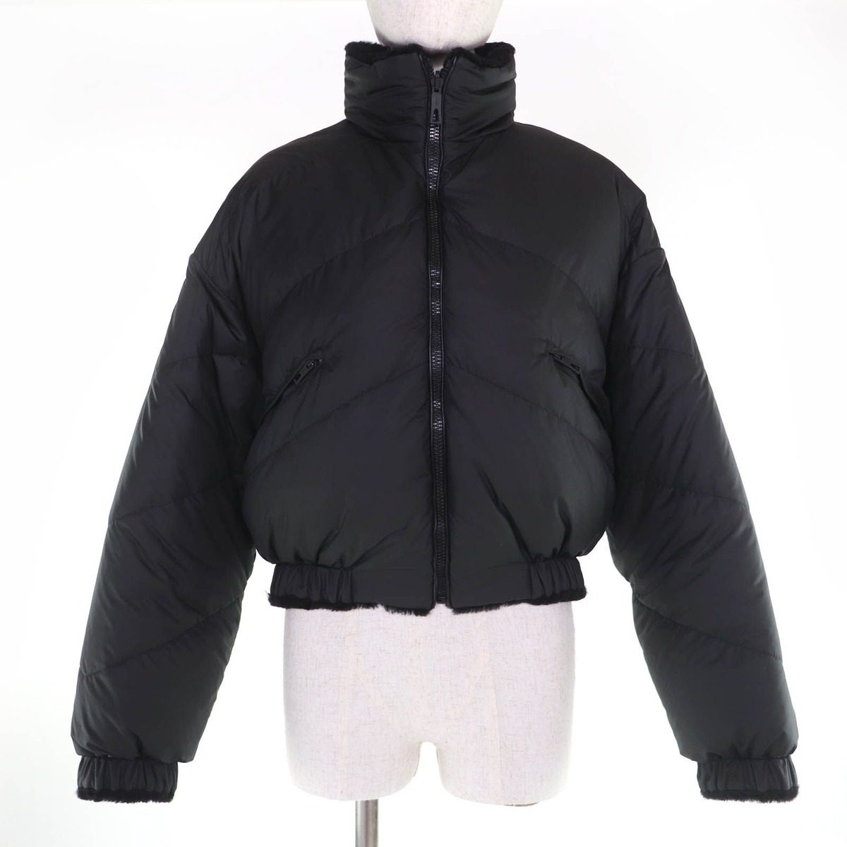 Hermes Reversible Lamb Leather Mouton Cropped Length Down Jacket Black 38 — view 2