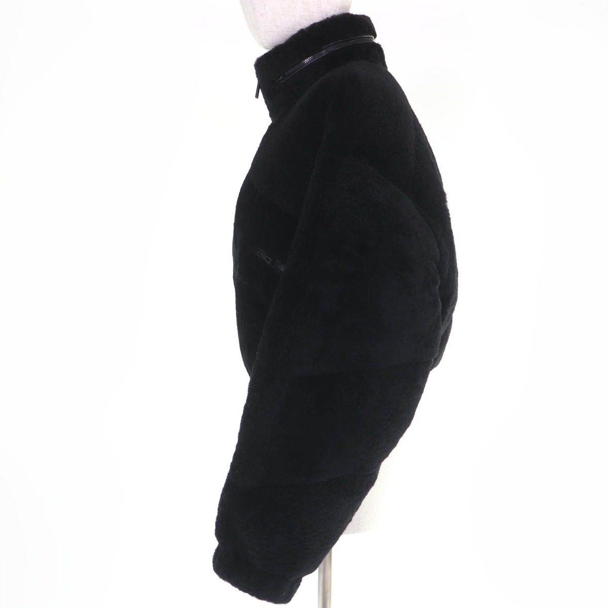 Hermes Reversible Lamb Leather Mouton Cropped Length Down Jacket Black 38 — view 3