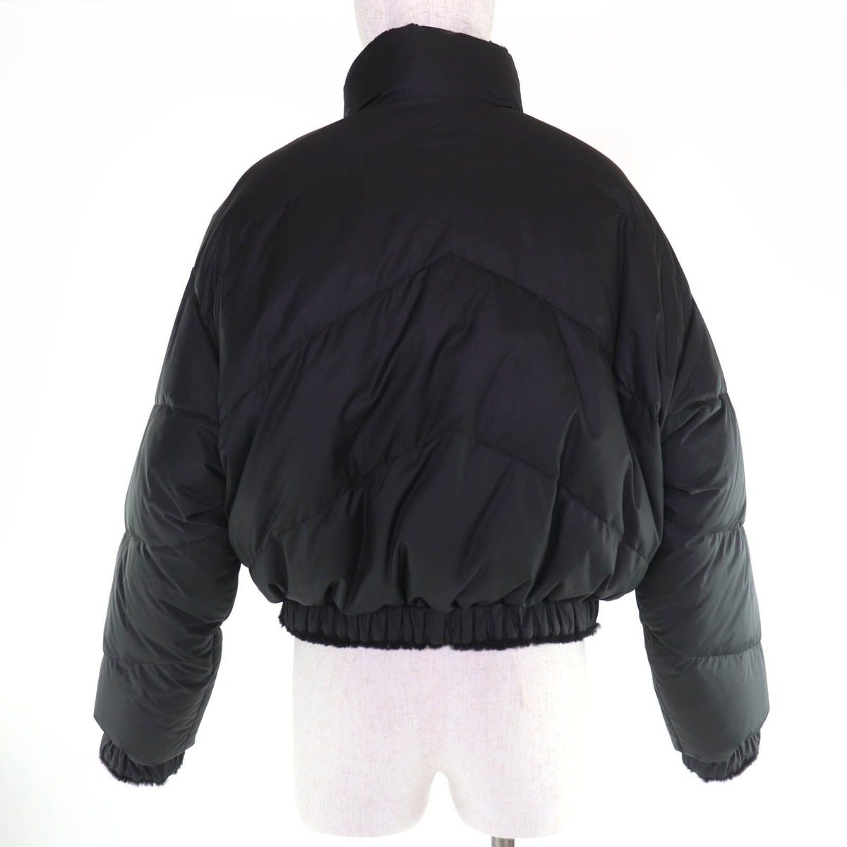Hermes Reversible Lamb Leather Mouton Cropped Length Down Jacket Black 38 — view 6