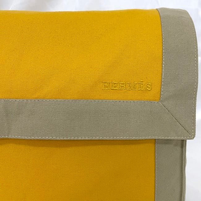Hermes Clutch Bag Tapidocel Yellow Beige Excellent Condition Cotton