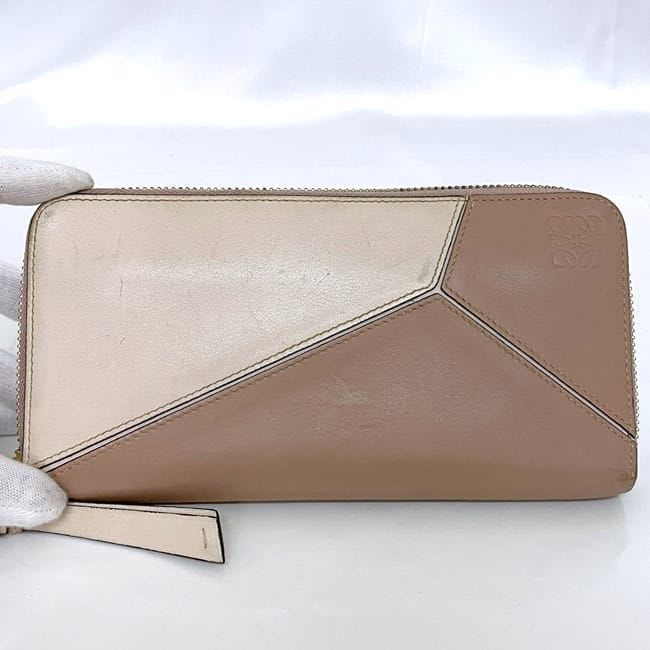 Loewe Round Zipper Long Wallet Pink Beige