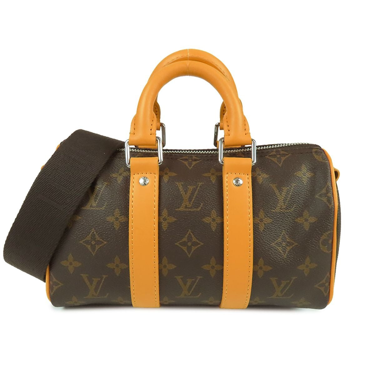 Louis Vuitton Keepall Bandouliere 25 Brown Saffron Yellow Monogram Macassar