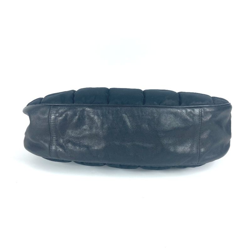 Chanel Shoulder Bag CC Coco Mark Choco Bar Leather / Nylon Black