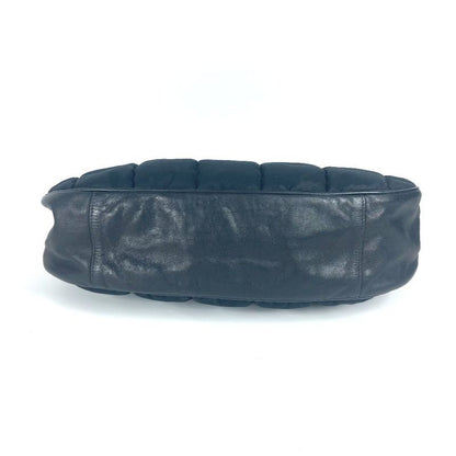 Chanel Shoulder Bag CC Coco Mark Choco Bar Leather / Nylon Black