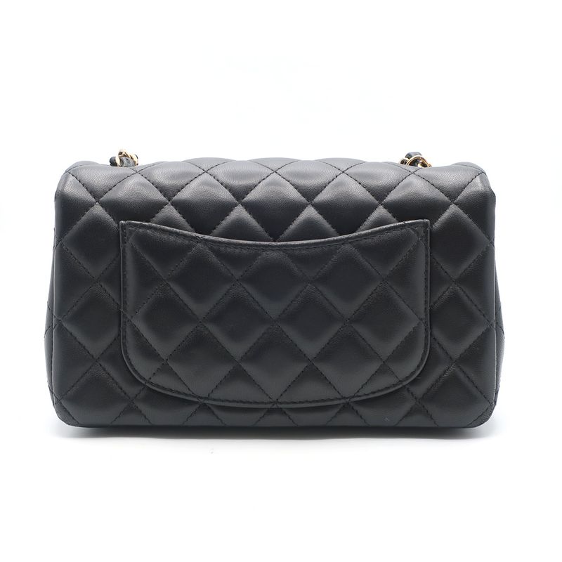 Chanel Mini Matelasse Chain Shoulder - Black Gold Hardware Single
