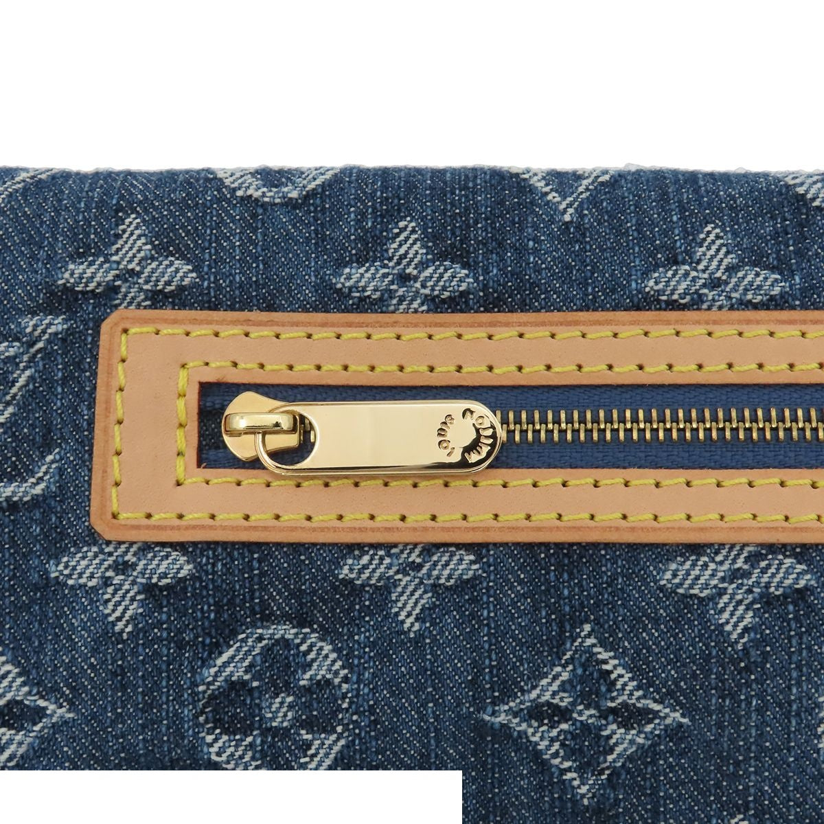 Louis Vuitton Pochette Platt Blue Gold Monogram Denim Clutch Pouch — view 8