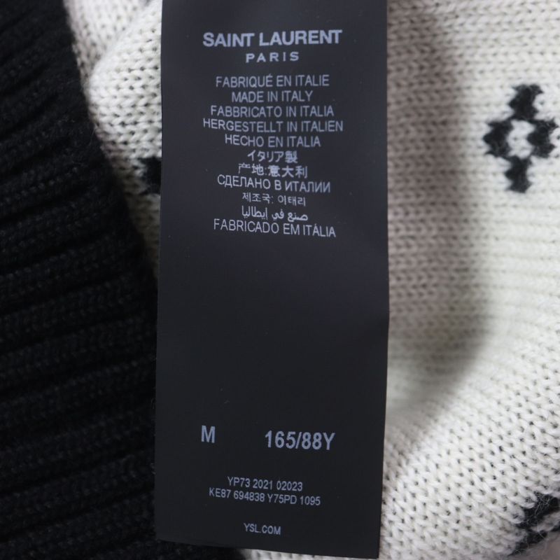  Saint Laurent Paris 2021 694838 100% Wool Reindeer Pattern Nordic Knit