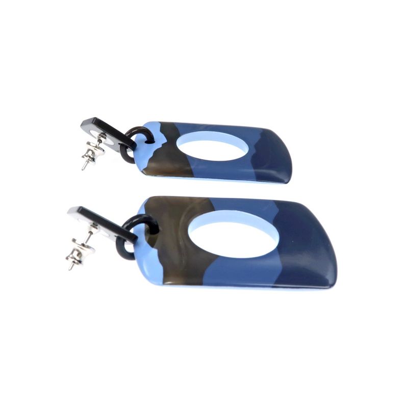 Hermes Earrings Dalva Sfumato Buffalo Horn Multicolor Blue Accessories