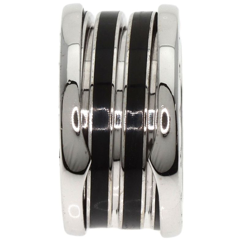 Bvlgari B-zero1 4-band Black Enamel #47 Ring 18K White Gold Ladies