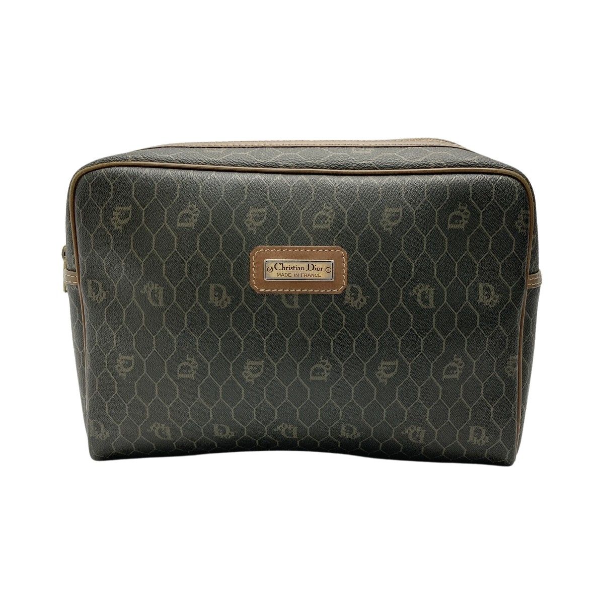 Christian Dior Honeycomb Pattern Clutch Bag Black Second Bag Vintage