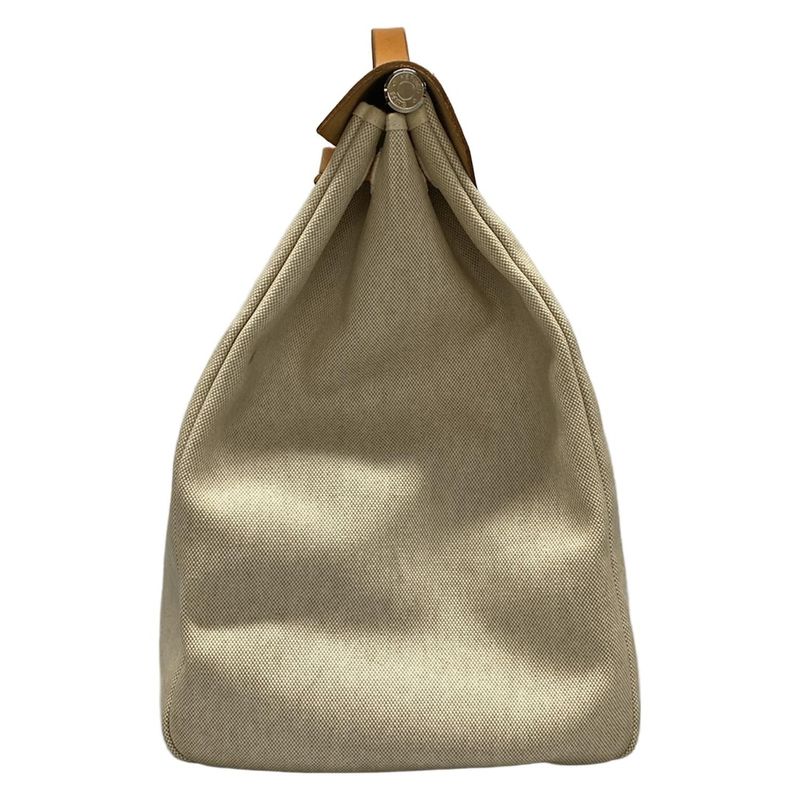 Hermes Handbag Herbag GM Ivory X Light Brown Silver Hardware Leather