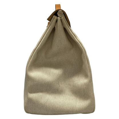 Hermes Handbag Herbag GM Ivory X Light Brown Silver Hardware Leather