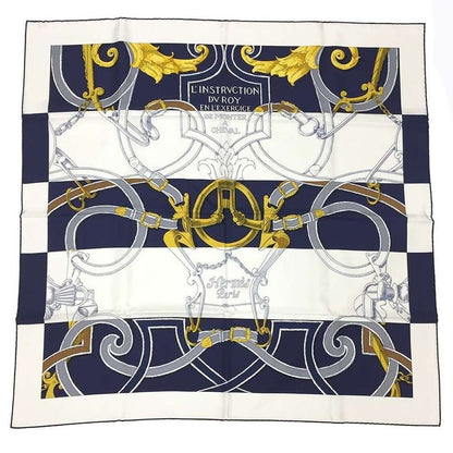 Hermes Carre 90 L'instrvction DV ROY Imperial Scarf Silk White New