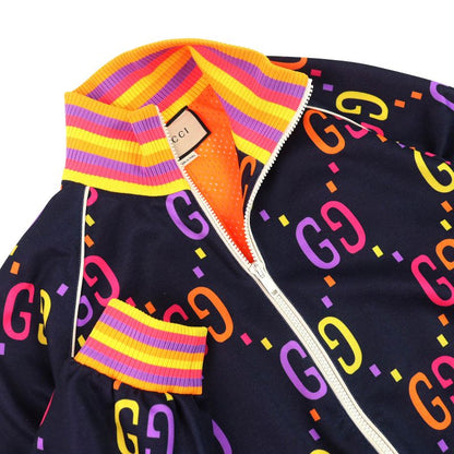 Gucci 701623 Jumbo GG Technical Jersey Track Jacket Navy Multicolor M Made In