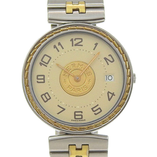 Hermes Stainless Steel Quartz Analog Display Ivory Dial Watch