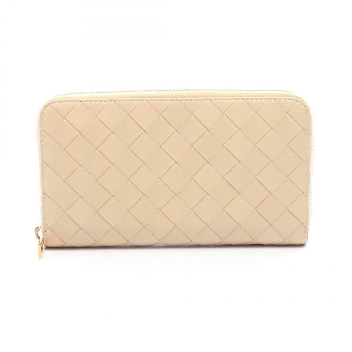 Bottega Veneta Round Wallet Intrecciato Beige Leather