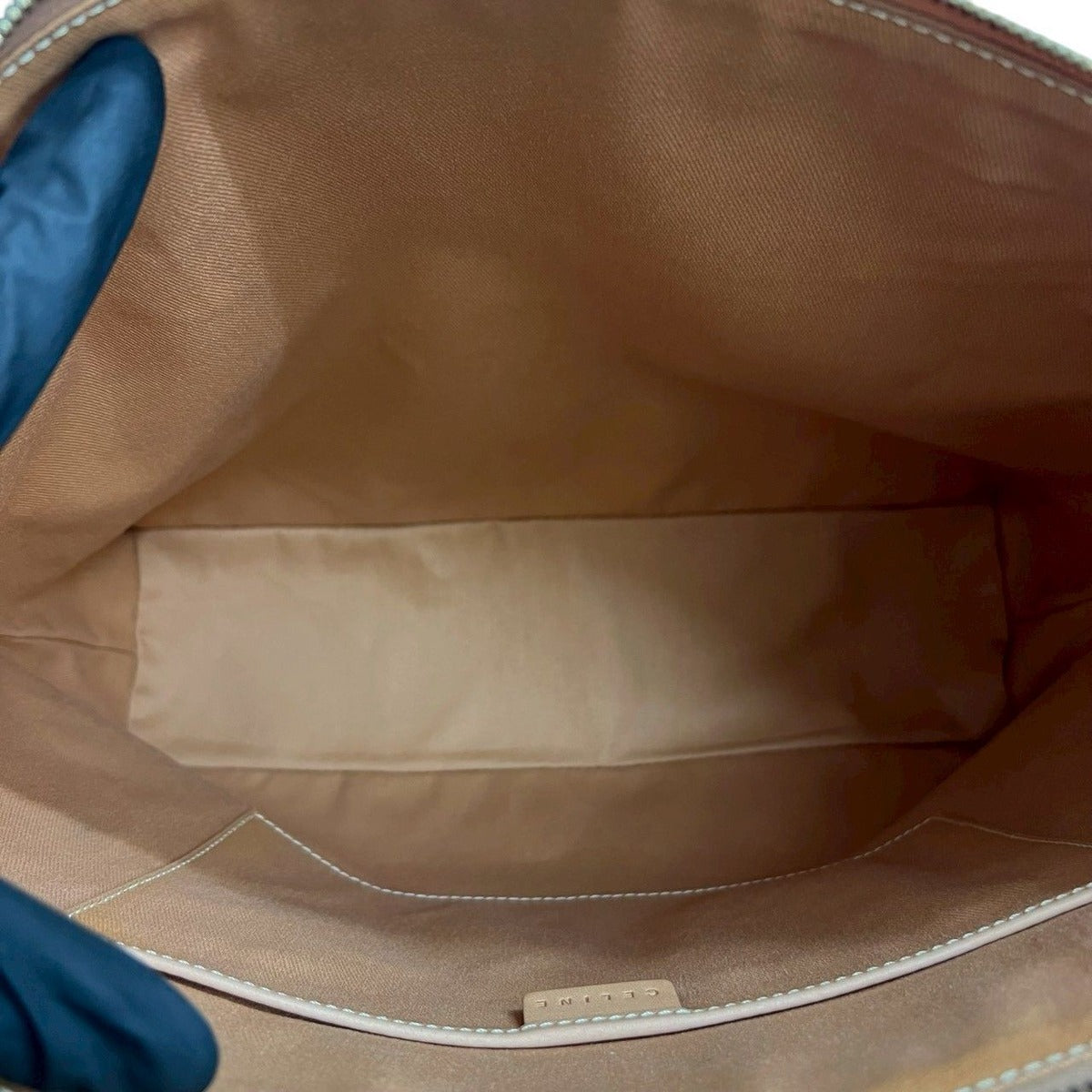 Celine Vintage Macadam Blason Pattern Leather Tote Beige — view 9