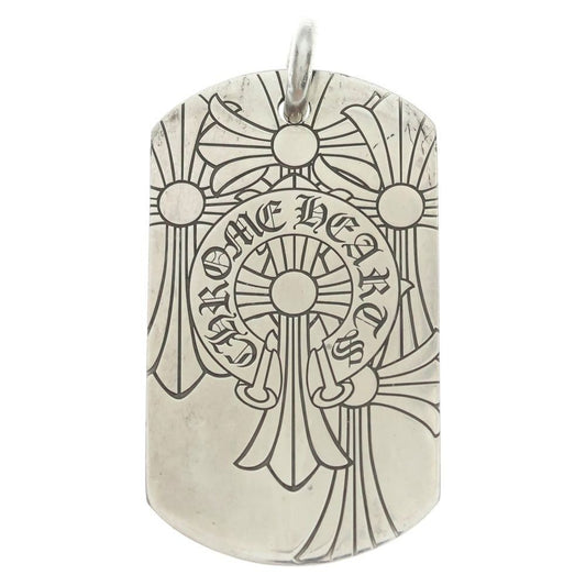 Chrome Hearts D Tag Lrg God Bless Dog Tag Large Pendant Top Silver