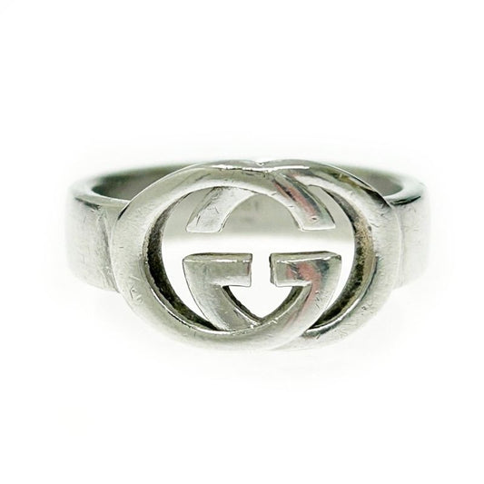 Gucci Silver Interlocking G Ring 5.2 925 Engraved