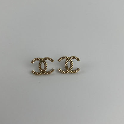 Chanel CC Logo Earrings Gold Vintage