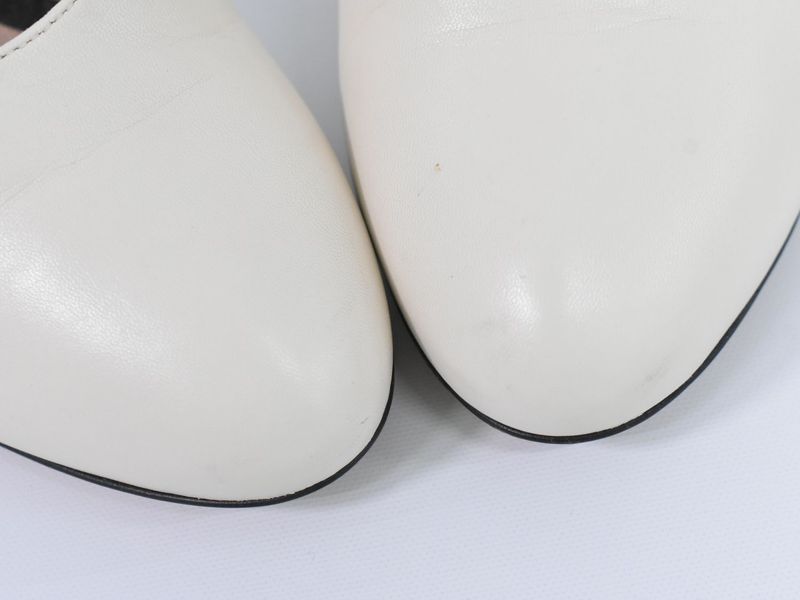 Authentic Gucci Interlocking G Faux Pearl Pumps Heels 38 Leather Ivory Women's