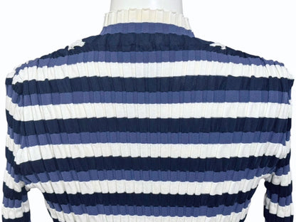 Louis Vuitton Border Rib Knit Short Sleeve Top Blue White Sweater — view 5