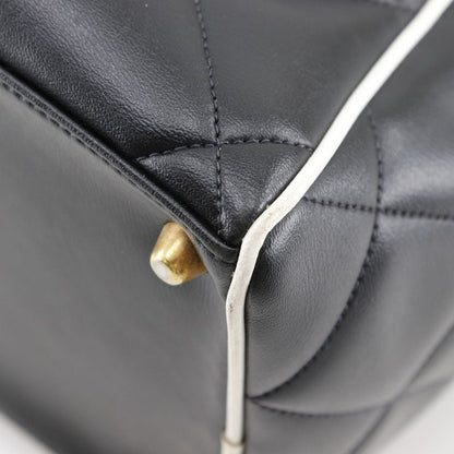 Chanel Matelasse Logo Vintage A05943 Calf Black Ladies Boston Bag