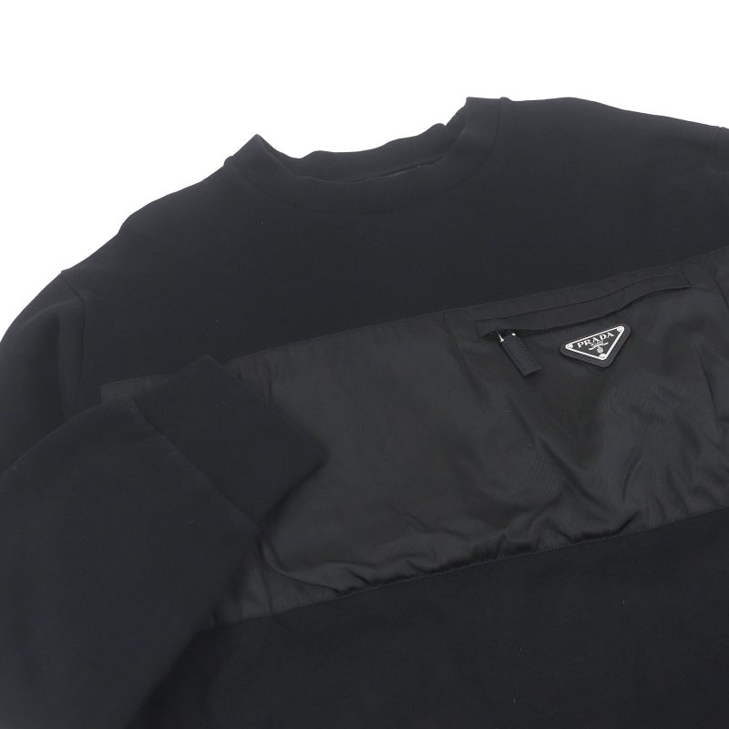 Prada 2022 Ujl096 Ferpa Double Material Switch Triangle Logo Sweatshirt Black
